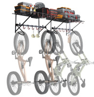 VEVOR Bike Storage Rack, 4 Bike Racks, Wall Mount Bike Storage Hanger with 2 Shelves, Home and Garage Organizer, Customizable for Various Bike Sizes, Adjustable Holder, Holds Up to 500 lbs, 63-inch New In Box $99