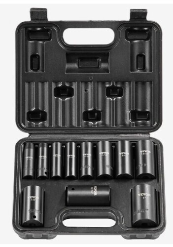 VEVOR 3/8" Drive Impact Socket Set, 11 Piece Deep Socket Set SAE 5/16"-1", 6 Point CR-V Alloy Steel for Auto Repair, Easy-to-Read Size Markings, Rugged Construction, Includes Storage Case New In Box $79
