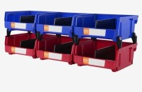 VEVOR Plastic Storage Bin, (11-Inch x 11-Inch x 5-Inch), Hanging Stackable Storage Organizer Bin, Blue/Red, 6-Pack, Heavy Duty Stacking Containers for Closet, Kitchen, Office, or Pantry Organization New In Box $89