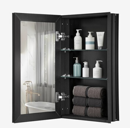 VEVOR Medicine Cabinet, 14 x 24 inches, Medicine Cabinet for Bathroom with Mirror, Aluminum Frame Bathroom Wall Cabinet, 2-layer Adjustable Shelves, Recessed & Wall-mounted Installation $299