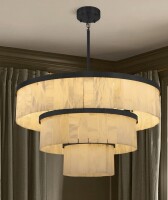 Mercer41 15-Light 34" Dimmable Tiered Alabaster Chandelier (Bulbs Included) New in Box $!799