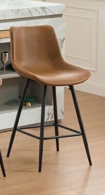 George Oliver 24" Faux Leather Modern Low Back Counter Stool in Whiskey Brown New in Box $299