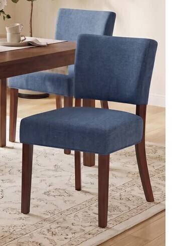 Lark Manor Upholstered Solid Wood Parsons Side Dining Chair in Blue New in Box $399