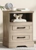 Lark Manor Farmhouse Nightstand With Charging Station, 2 Large Drawers & 2 USB ports with Open Storage in Gray New in Box $399