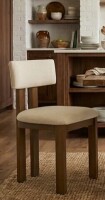 Latitude Run Janeene Rustic Countryside Wooden Kitchen Dining Chair with Comfortable Upholstered Mid Century Side Chair in Beige New in Box $399