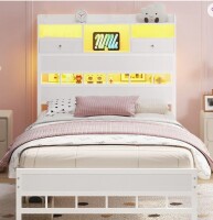 Wrought Studio Twin Size Bed Frames With Headboard And 5 Storage Shelves & Under Bed Storage, Platform Bed Frames Twin With Led & Charging Station,no Box Spring Needed New in Box $399