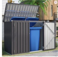 Aecojoy 5 Ft. W X 3 Ft. D Metal Horizontal Garbage Shed in Gray New in Box $299