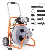 VEVOR Drain Cleaner Machine 100' x 1/2", Auto Feed Sewer Snake Drain Auger on Wheels, Portable Drain Cleaning Machine with 8 Cutters & Air-activated Foot Switch for 2" to 4" Pipes, New in Box $499