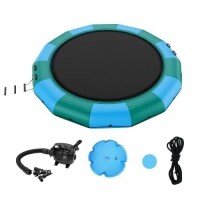 VEVOR Inflatable Portable 15' Recreational Water Trampoline, Swim Platform with 3-Step Ladder & Electric Air Pump, Kids Adults Floating Rebounder for Pool, Lake, Water Sports, New in Box $499