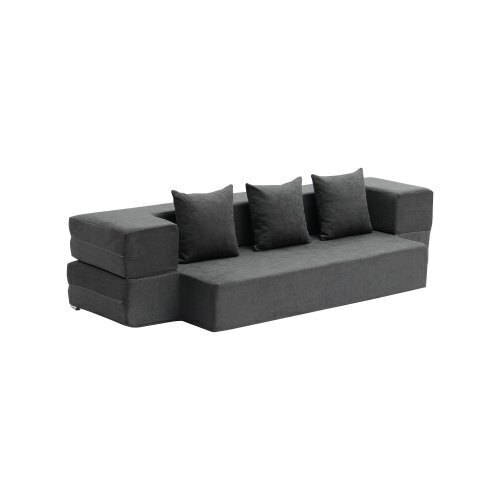 VEVOR Folding Sofa Bed, 3-in-1 Foldable Couch Bed with 3 Pillows and Washable Cover, 25D High Density Memory Foam Convertible Sleeper Chair Bed, Futon Couch for Living Room, Bedroom, Dark Grey (Twin), New in Box $299