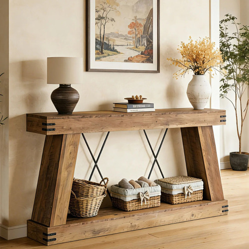Millwood Pines 70.9" Farmhouse Console Table, Brown, New in Box $299