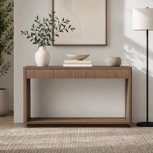 Latitude Run 60" Modern 2-Drawer Fluted Console Table $599