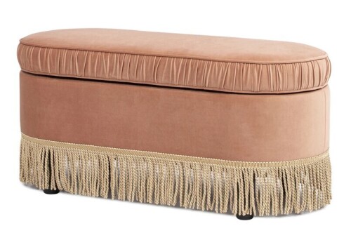 Jennifer Taylor Serena 38" Oval Storage Bench Ottoman, Peach Orange New in Box $399
