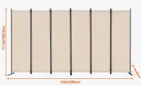 Ebern Designs Room Divider, 6 Panel Room Divider, Folding Privacy Screen and Portable Partition Divider for Room Separation, Freestanding Room Partitions for Office, Bedroom, Study, Beige New In Box $299