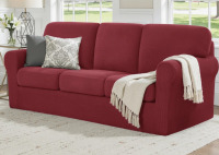 Wade Logan&reg; Non?Slip Multiple Pieces Stretch Couch Covers, Soft Jacquard Washable Sofa Slipcovers, Universal Fit Furniture Protector for Daily Use with Pets & Kids (Sofa, Wine) $99