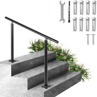 VEVOR Handrail for Outdoor Steps, 2-3 Steps Black Round Outdoor Handrail, Adjustable Aluminum Staircase Handrail, Thickened Stair Railings for Porch Railing, Deck Handrail New In Box $199