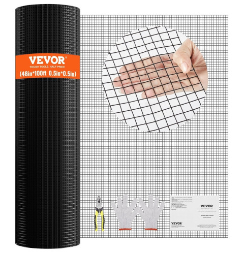 VEVOR Hardware Cloth, 48'' x 100' Galvanized Wire Mesh Roll, 19 Gauge Chicken Wire Fence Roll, Vinyl Coating Metal Wire Mesh for Chicken Coop Barrier, Rabbit Snake Fences, Poultry Enclosures New In Box $299