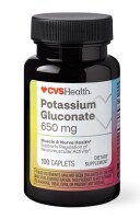 CVS Health Potassium Gluconate 650 mg, 100 Caplets New Best by 9/2027