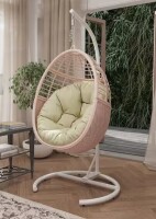 Vevor 36 in. W Beige Hand-Woven Wicker Metal Outdoor Freestanding Patio Swing Egg Chair with Cushion and Stand New in Box $399