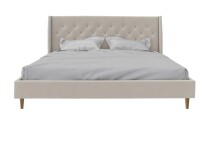 Novogratz Her Majesty Tufted Upholstered Bed Frame, King, Ivory Velvet New in Box 2 Boxes $599