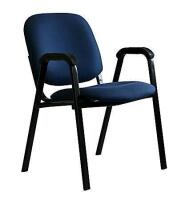 Office-Stor PLUS Guest With Arms Padded Fabric Seat, Fabric Back Stacking Chair, 19" Seat Width, Blue Maze Seat/Black Frame New in Box $129