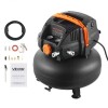 VEVOR 6 Gallon Air Compressor, 1.7HP 2.3CFM@90PSI Portable Pancake Air Compressor & 150PSI Max Pressure, 12-Piece Accessory Kit with 25' Air Hose for Tire Inflation, Spray Painting, Woodwork Nailing, New $299