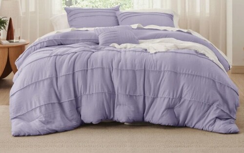 Bedsure Full Size Pinch Pleat Comforter Set Boho Bed-in-A-Bag Bedding Set with Pillowcases for All Season New Shelf Pull $199