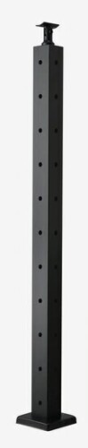 VEVOR Cable Railing Post, 36" x 2" x 2" Steel L-Shaped Hole Corner Railing Post, 10 Pre-Drilled Holes, SUS304 Stainless Steel Cable Rail Post with Horizontal and Curved Bracket, 1-Pack, Black New In Box $89