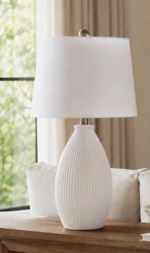 Trule Wharton 22" Modern White Ceramic Table Lamp with 3-Way Dimming New In Box $299
