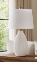 Trule Wharton 22" Modern White Ceramic Table Lamp with 3-Way Dimming New In Box $299
