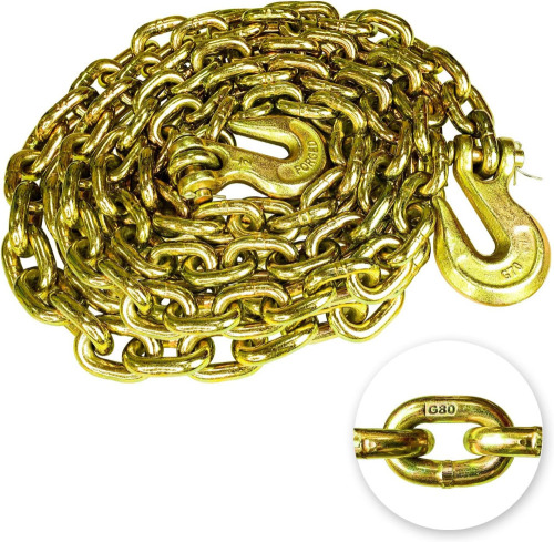 YATOINTO G80 Transport Binder Chain 1/2 Inch x 20 Foot Safety/Binder Chain with Clevis Grab Hooks 12,000 lbs Safe Working Load Logging Chain for Transporting Towing Tie Down Binding Equipment New In Box $299