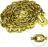 YATOINTO G80 Transport Binder Chain 1/2 Inch x 20 Foot Safety/Binder Chain with Clevis Grab Hooks 12,000 lbs Safe Working Load Logging Chain for Transporting Towing Tie Down Binding Equipment New In Box $299