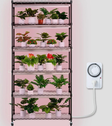 VEVOR Plant Stand with Grow Light, 6-Tier Large Tall Plant Shelf with 150W Full Spectrum Grow Light, Indoor LED Plant Light with Timer and Wheel for Seed Starting 35.4" L x 13.8" W x 70.9" H New In Box $299