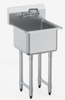 VEVOR Stainless Steel Prep & Utility Sink, 1 Compartment Free Standing Small Sink Include Faucet & legs, 18"x41" Commercial Single Bowl Sinks for Garage, Restaurant, Kitchen, Laundry New In Box $399