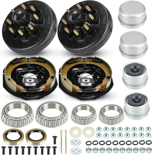 SEHNSUCHT Trailer Axle Electric Brake Kit, Pair of 8-6.5" Bolt Circle Brake Drum with 12" x 2" Electric Brakes for 5200-7000 lb Axles (Manual adjusting), Replacement 12" Brake Hub Drum Assembly New Open Box $399