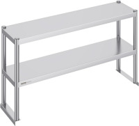 VEVOR Double Overshelf, Double Tier Stainless Steel Overshelf, 12 x 48 x 24 Inch Double Deck Overshelf, Height Adjustable Overshelf Prep Work Table for Kitchen, Restaurant and Workshop New In Box $199