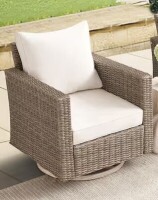 Summax Wicker Swivel Outdoor Rocking Chair with Beige Cushions New in Box $499