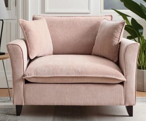 Latitude Run Aldora 47'' W Oversized Armchair Accent Chair Deep Seat Single Sofa Accent Chair with Waist Pillow in Pink Chenille New in Box $899