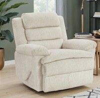 Latitude Run Rosalee 41" Modern & Contemporary Recliner - Textured Microfiber Swivel Glider Recliner with Comfortable Padding and Effortless Pull-Handle Reclining Mechanism. in Beige New Floor Model $799