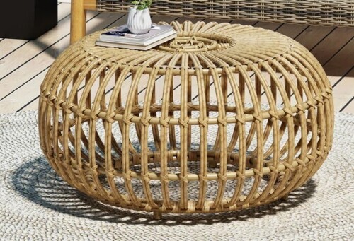Bay Isle Home 29.50in Round Boho Coffee Table Rattan Indoor Outdoor Coffee Table Woven Patio Table New in Box $499
