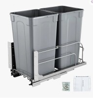Vevor Double Pullout Waste Container Kitchen Trash Can with Soft Close Grey 27QTx2 New in Box $299