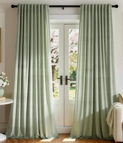 Mercer41 Luxury Velvet Blackout Thermal-Insulated Curtains. Room Darkening 75%-95% Rod Pocket Back Tab Drapes for Living room Bedroom (Pair), 52" x 96" $89
