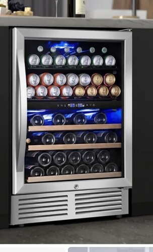 Nipus 24 Inch 94 Can and 27 Bottle Dual Zone Wine & Beverage Refrigerator Freestanding Built-in Beer and Drink Cooler with Glass Door For Kitchen, Bar or Office Classic Series New in Box $1099