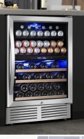 Nipus 24 Inch 94 Can and 27 Bottle Dual Zone Wine & Beverage Refrigerator Freestanding Built-in Beer and Drink Cooler with Glass Door For Kitchen, Bar or Office Classic Series New in Box $1099