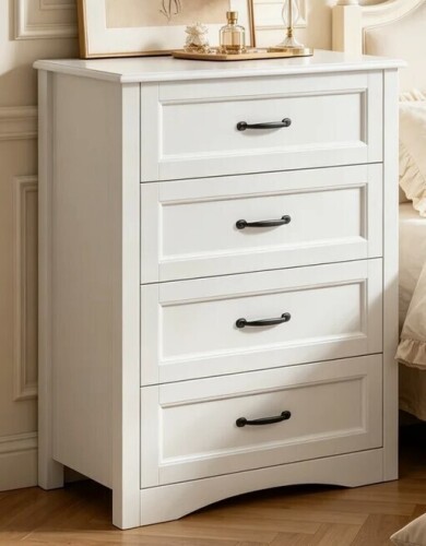 Ebern Designs Ergica 4-Drawer Wooden Dresser in White New in Box $399