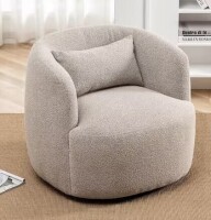 Kinwell Taupe Poly Blend Boucle Fabric Upholstered Swivel Armchair New in Box $699