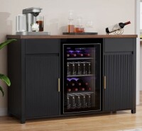Winston Porter Large Coffee Bar Cabinet with Fridge Space, Mini Fridge Cabinet with Wine Storage, Buffet Sideboard Table for Home, Fluted Modern Design,53.2" L New in Box $699