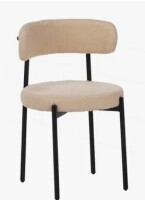 George Oliver Medieval Modern Dining Chair With Round Seat Cushions, Black Metal Legs, Curved Back Kitchen Dining Chair New in Box $299