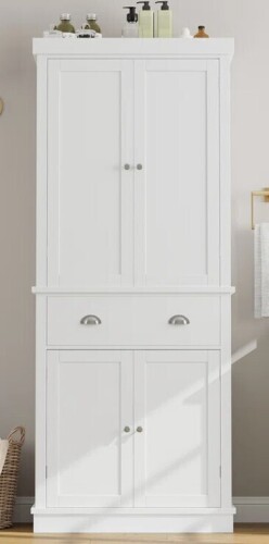 Lark Manor Annibelle 72.4"H Freestanding 4 Doors Bathroom Cabinet, Wood Storage Cabinet With 1 Drawer & 5 Shelves New Shelf Pull $599