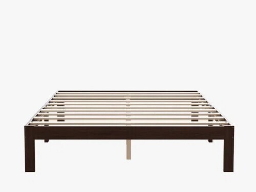 Ebern Designs Full Size 12" Solid Wood Platform Bed with Wooden Slats, No Box Spring Needed in Dark Brown New in Box $399